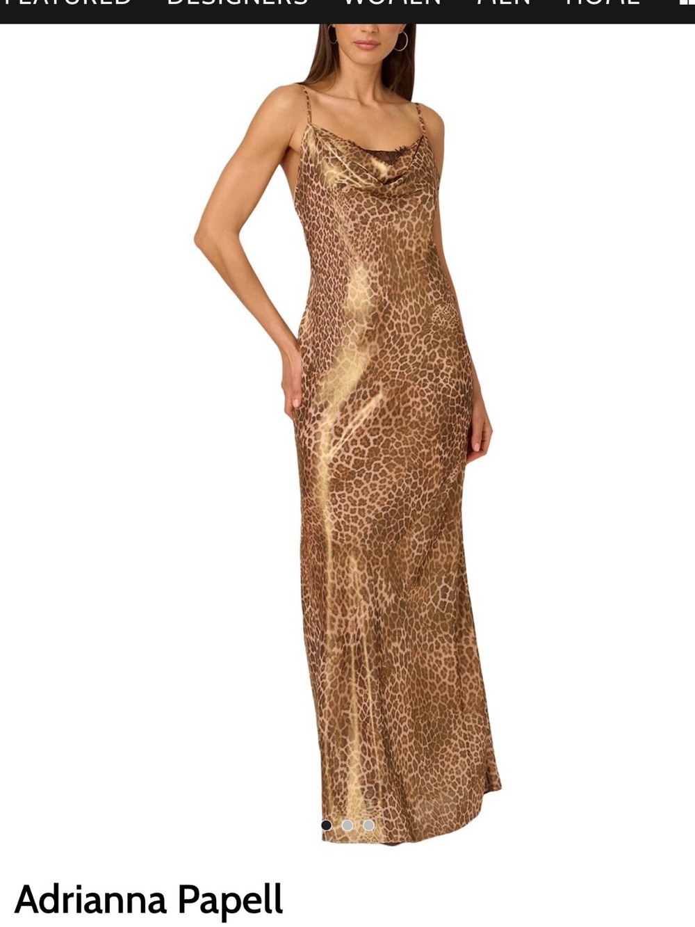 Adrianna Papell Metallic Gold Leopard Slip Gown